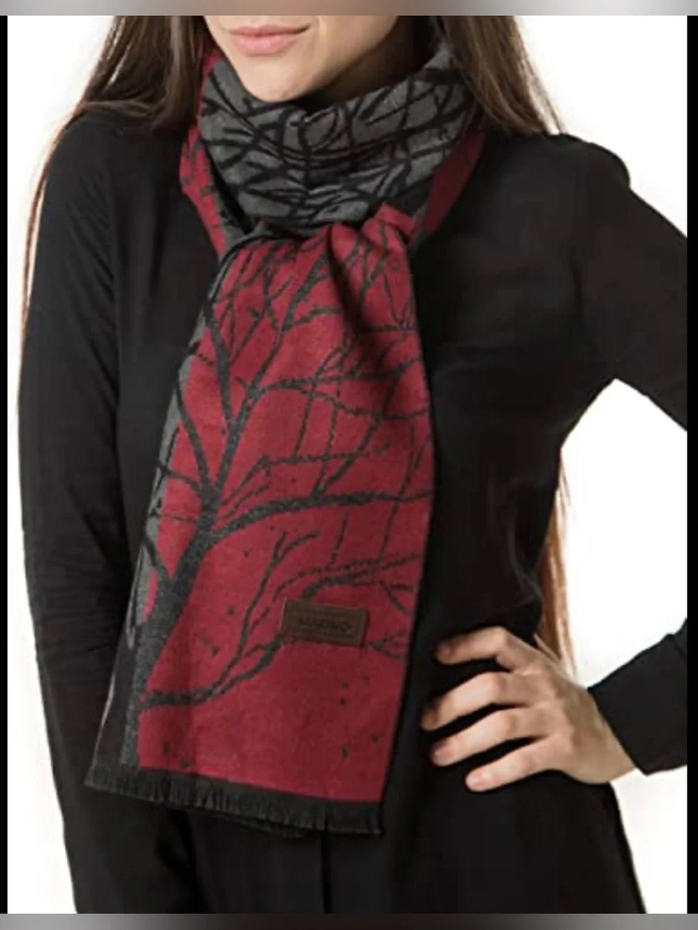 Mio Marino scarf - Twigs Red & Gray. NIB. Feels like cashmere!